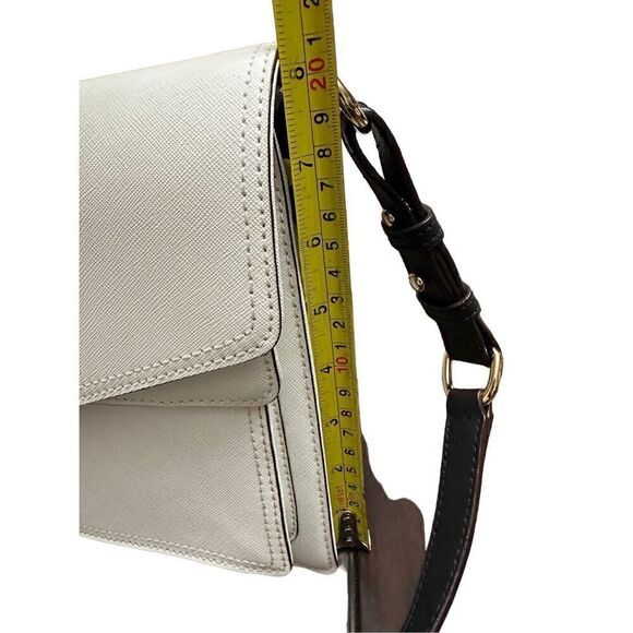 Rebecca Minkoff Handbag Bag Crossbody Hudson White Black Saffiano Leather Flap - Picture 10 of 12